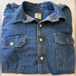 Dickies Denim Long Sleeve Dark Wash Work Chore Shirt Men XL Blue Midweight